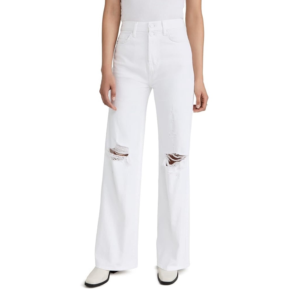7 For All Mankind Luxe The Ultra High Rise Vintage Jo White Distressed Jeans 26